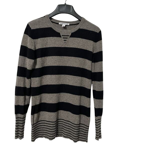 Autumn Cashmere Crew Neck Stripe Soft Sweater Size L Stripe Preppy Quiet Luxury - Picture 1 of 6